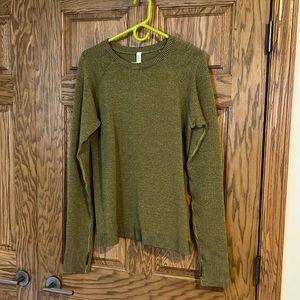 Lululemon sweater in olive.  Never worn. Gift I couldn’t return